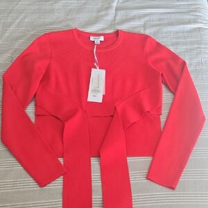 Per Se Vibrant Orange/Red Crop Knit Top, Sz S NWT